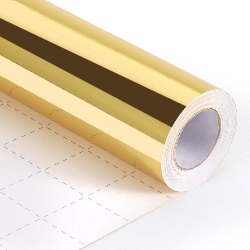 Donyang Gold Wrapping Paper, 17inch x 33ft Solid Color Metallic Lustre Paper, Gold Gift Wrapping Paper with Grid Cutting Lines Perfect for Christmas, Birthday, Wedding, Valentine, Baby Shower, Arts & Crafts - Image 1